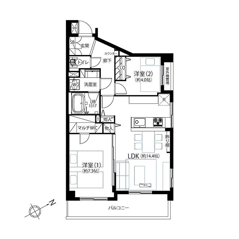 ライオンズマンション羽田第2 701号室 間取り図
