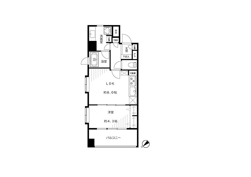 ダイナシティ文京根津 411号室 間取り図