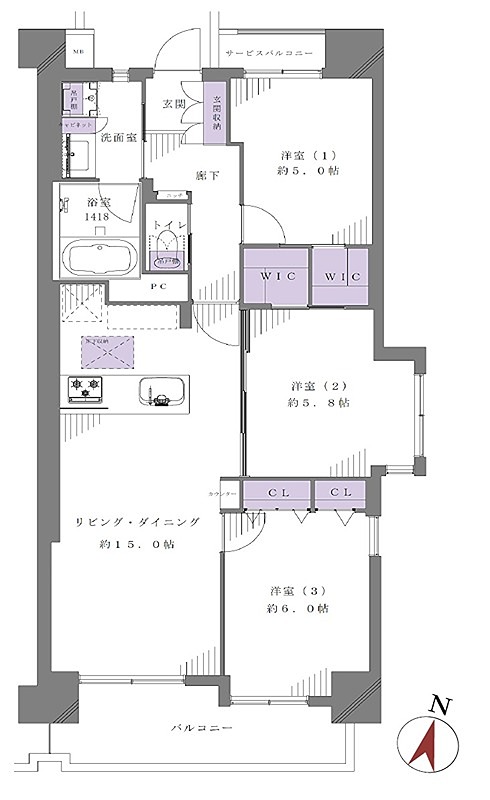 ランジュ2000Ohjima 902号室 間取り図