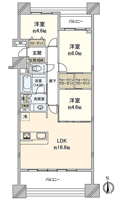 西台パーク・ホームズ 604号室 間取り図