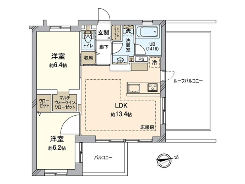 レ・ジェイド上北沢 407号室 間取り図