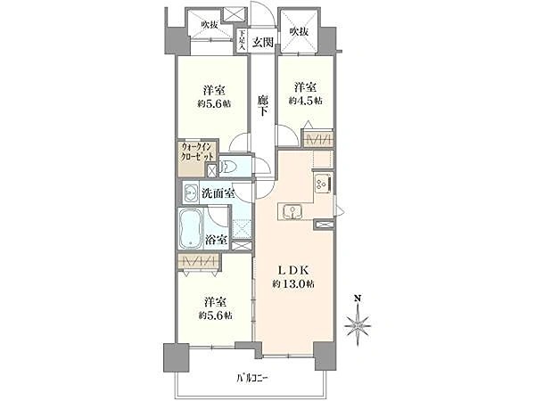 コスモ王子ガーデンズ　グランプラザB棟 間取り図