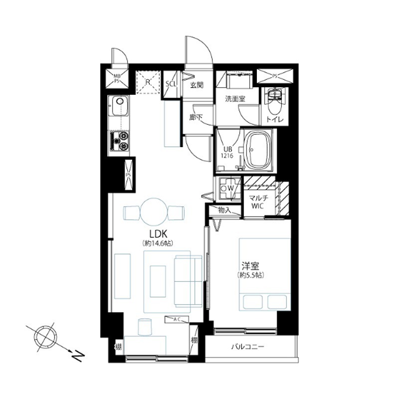 ライオンズマンション上野毛第2 405号室 間取り図