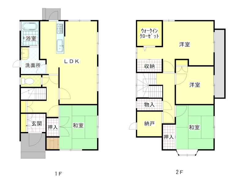 舞鶴市八反田南町・土地付中古住宅 間取図・土地図
