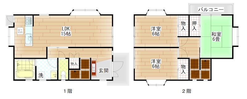 舞鶴市丸山中町・土地付中古住宅 間取図・土地図