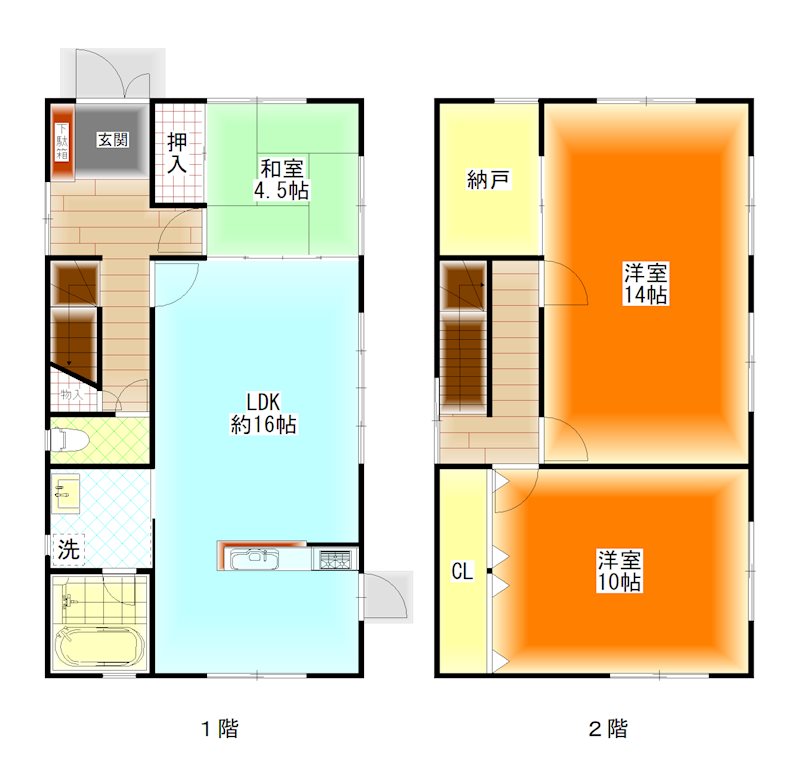 舞鶴市北吸・土地付中古住宅 間取図・土地図