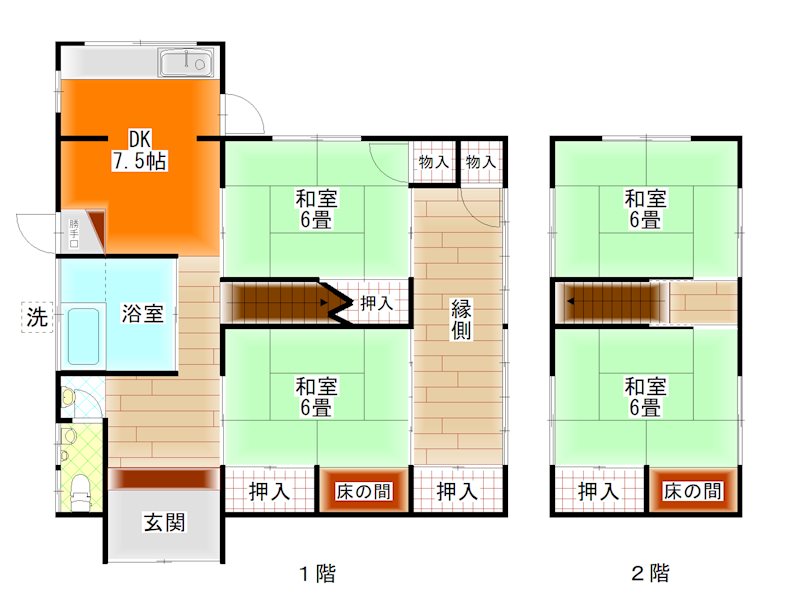 舞鶴市矢之助町・土地付中古住宅 間取図・土地図