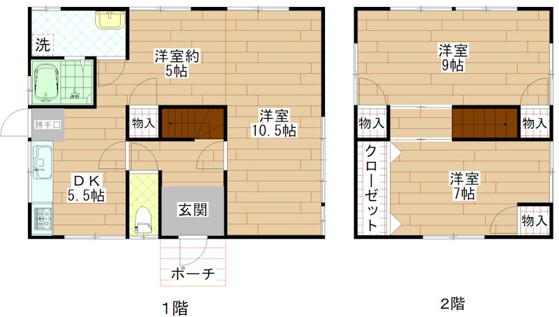 舞鶴市丸山中町・土地付中古住宅 間取図・土地図