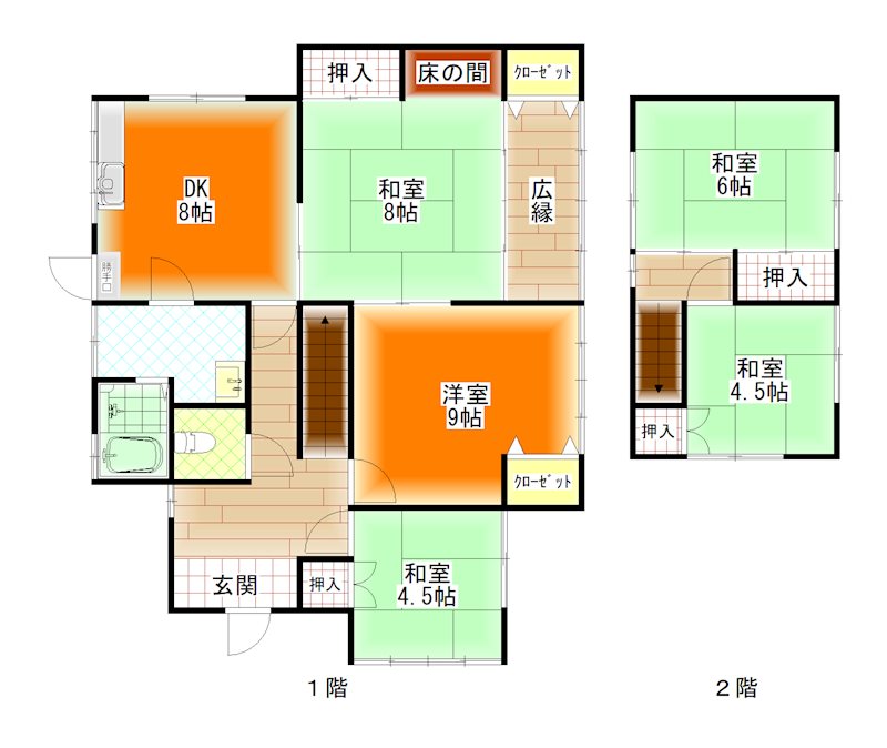 舞鶴市引土・土地付中古住宅 間取図・土地図