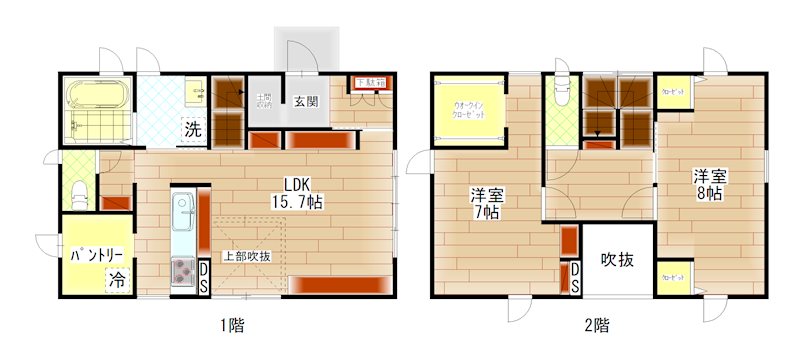舞鶴市七日市・土地付中古住宅 間取図・土地図