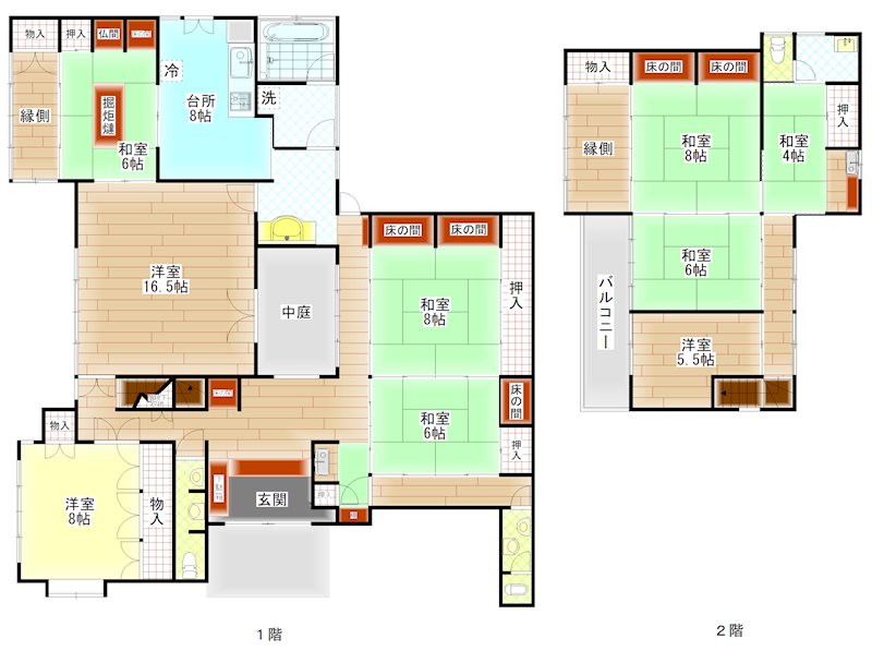 舞鶴市余部上・土地付中古住宅 間取図・土地図