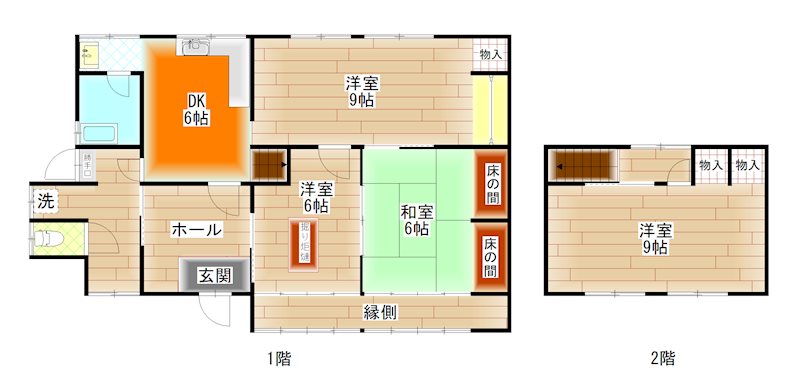 福知山市上小田・土地付中古住宅 間取図・土地図