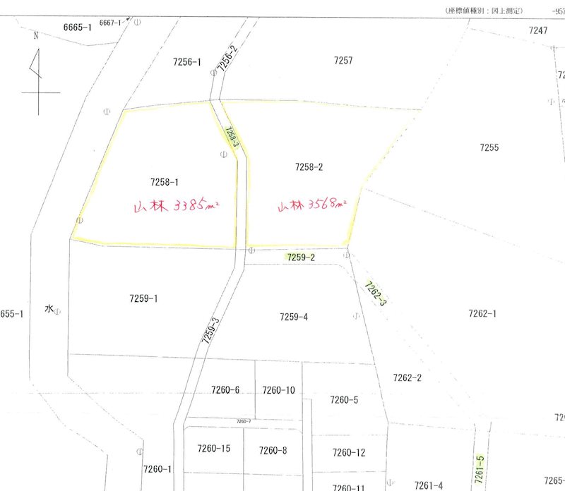 北杜市大泉町西井出　別荘用地  間取図・土地図