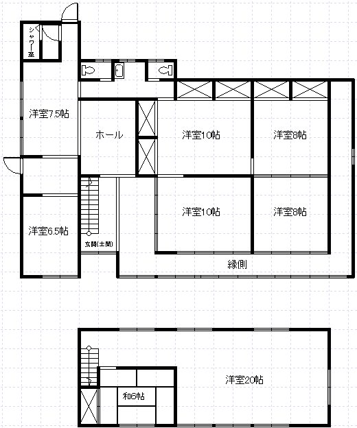 韮崎市穂坂町三ツ澤　中古住宅 間取図・土地図