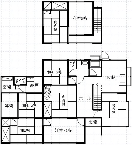 山梨市東後屋敷 中古住宅 間取図・土地図