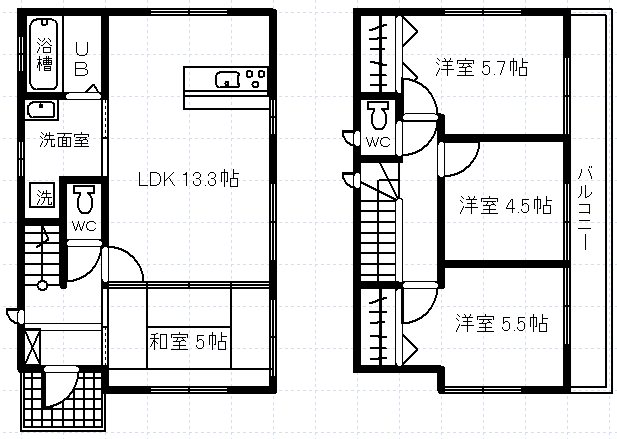 中巨摩郡昭和町築地新居　新築建売住宅 間取図・土地図