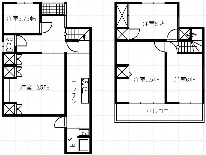 甲府市善光寺1丁目　中古住宅 間取図・土地図