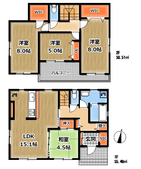 上尾市平塚中古戸建て 間取図・土地図