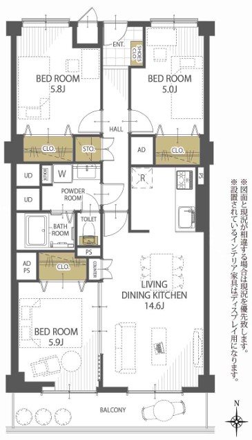 日商岩井福陵マンション 間取図・土地図