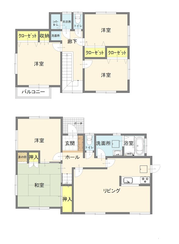 龍ケ崎市長山４丁目　戸建 間取図・土地図