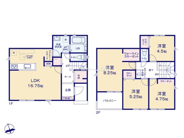 流山市松ケ丘５丁目　２４－１期２号棟 間取図・土地図