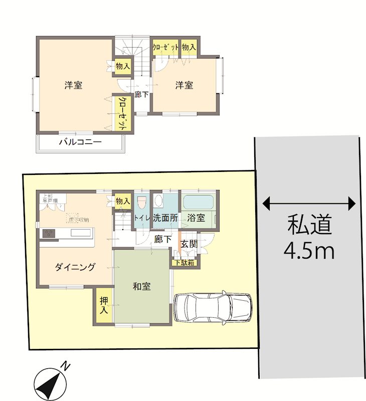 柏市増尾２丁目　戸建 間取図・土地図