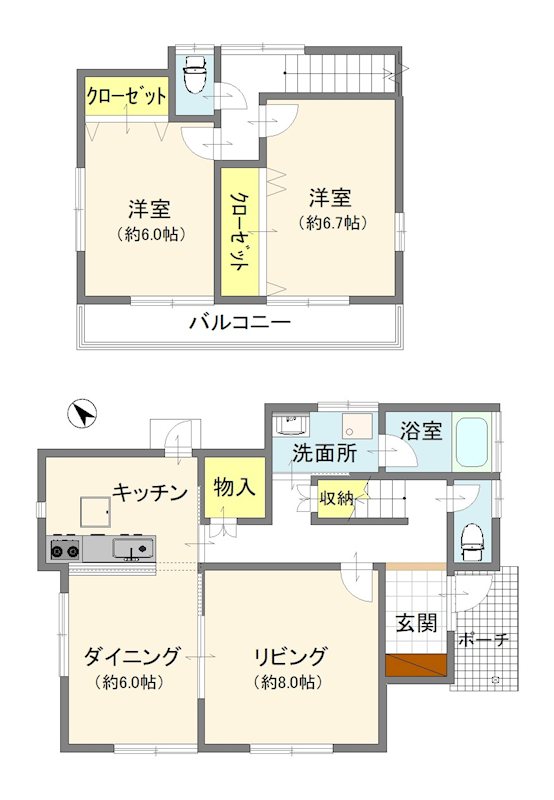稲敷郡阿見町うずら野１丁目　戸建 間取図・土地図