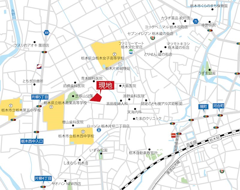 FelidiaGarden栃木市片柳町 全3区画 3号棟(No.1025)  現地案内図