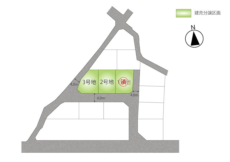 FelidiaGarden栃木市片柳町 全3区画 3号棟(No.1025)  全体区画図