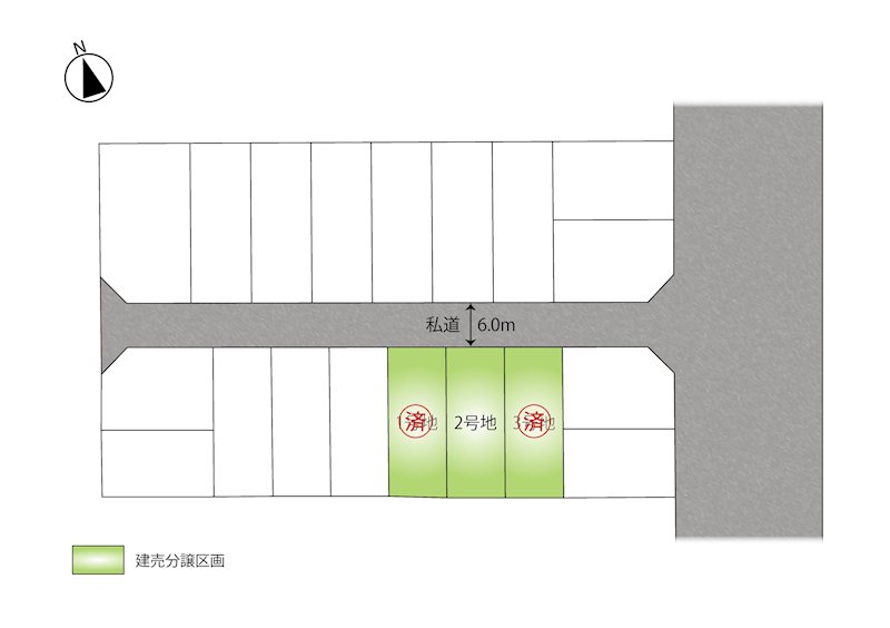 FelidiaGarden鯖江市下河端町 全3区画 2号棟(No.1057)  区画図