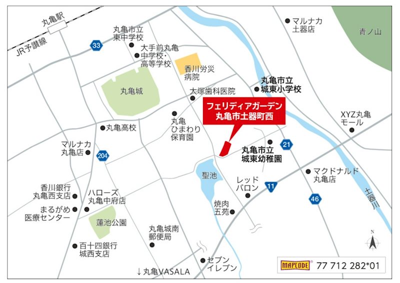 FelidiaGarden丸亀市土器町西 全28区画 24号棟(No.1041)  現地案内図