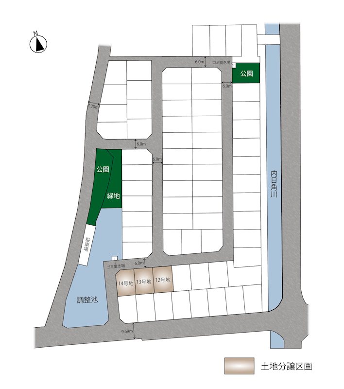 かほく市内日角Ⅱ期 全9区画 12号地(No.1057)  間取図・土地図