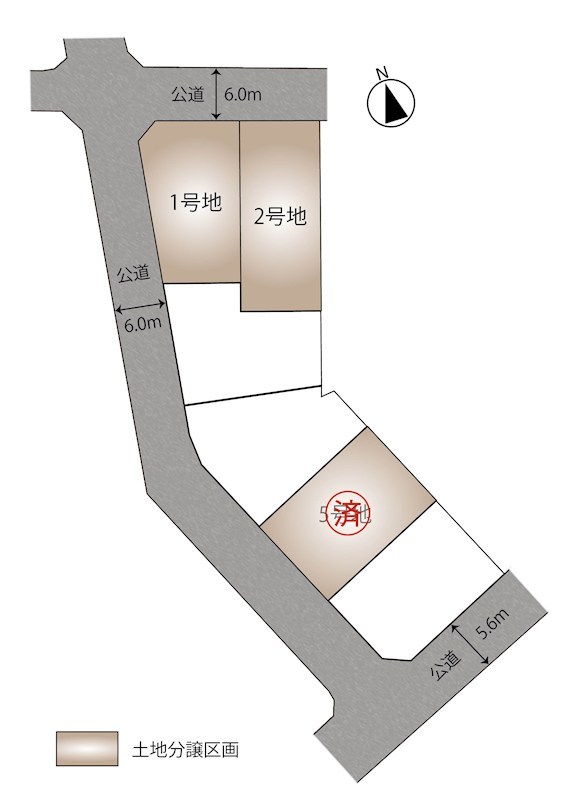 豊川市代田町2丁目 全6区画 1号地(No.1033) 全体区画図