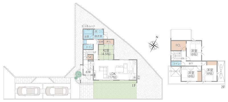 FelidiaGarden宮崎市佐土原町下田島 全6区画 2号棟(No.1043) 間取図・土地図