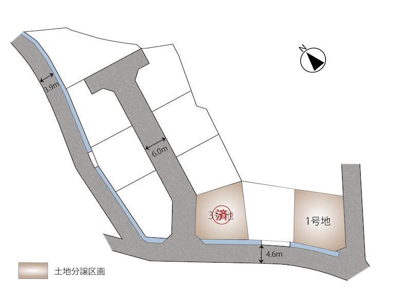 松本市沢村Ⅱ期 全3区画 1号地 (No.1047) 全体区画図