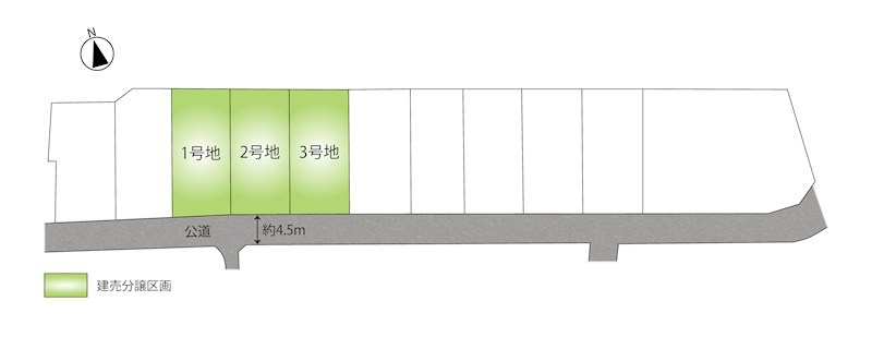 北島町北村字大黒 全3区画 1号棟(No.1041) 全体区画図