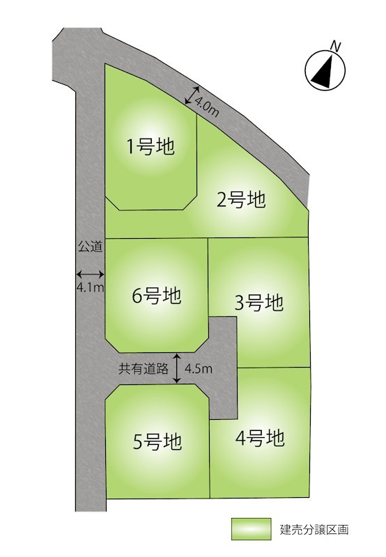 FelidiaGarden宮崎市佐土原町下田島 全6区画 1号棟(No.1043) 全体区画図