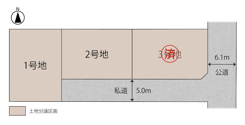 金沢市米泉町 全3区画 2号地(No.1057)  全体区画図