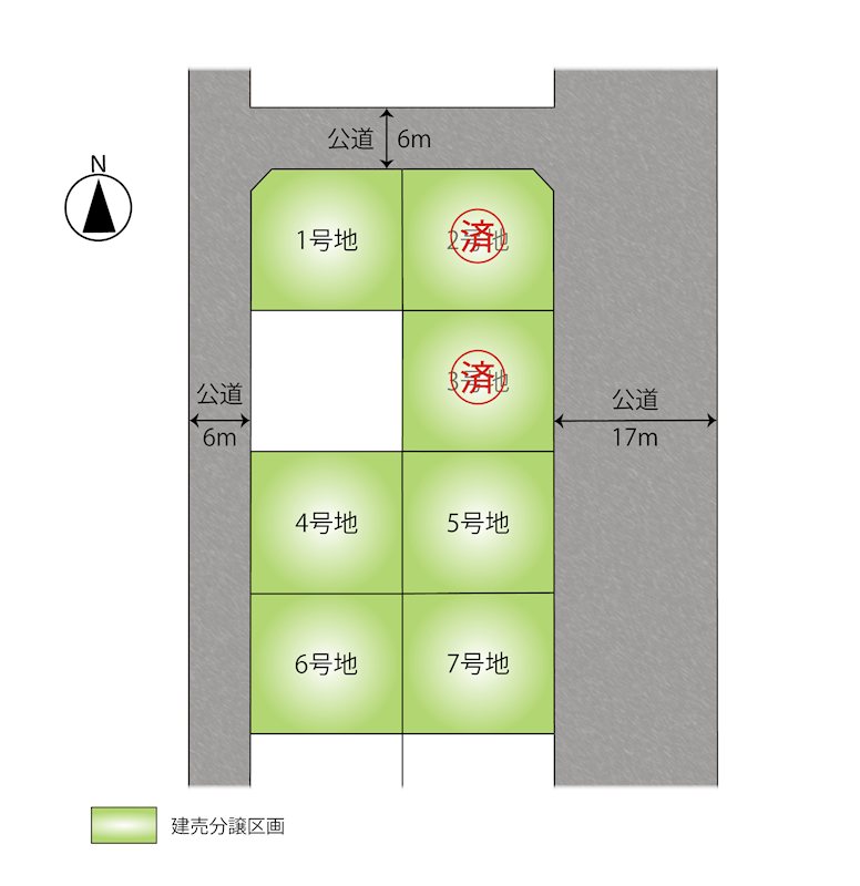 FelidiaGardenひたちなか市津田東 全7区画 1号棟(No.1027) 全体区画図