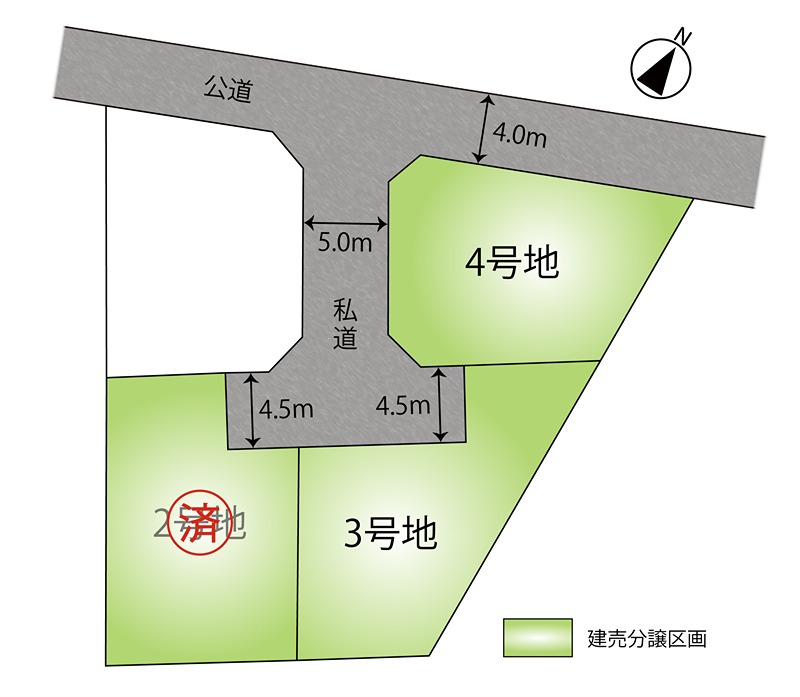 JIDAI南区八幡10丁目 全4区画 3号棟(No.1055) 全体区画図