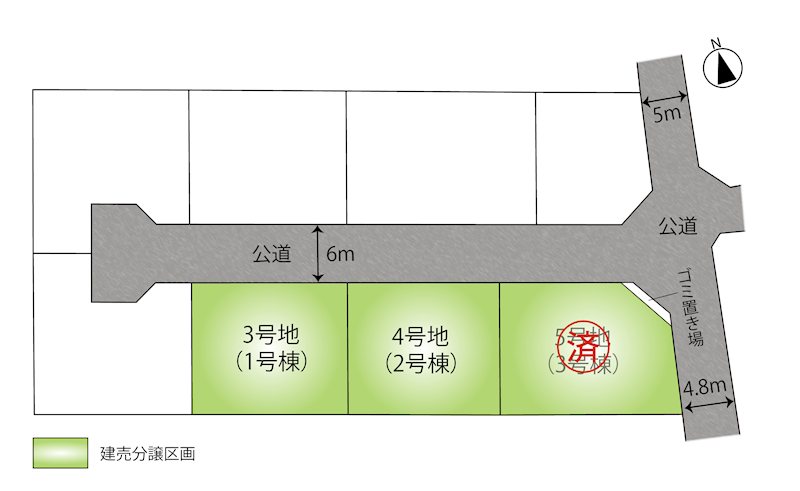FelidiaGarden那須塩原市西大和 全5区画 4号地2号棟(No.1025)  全体区画図
