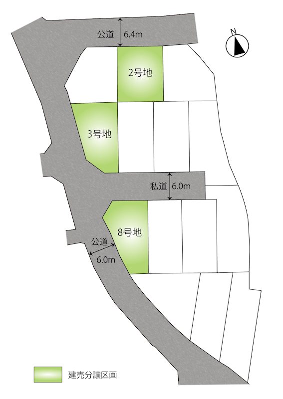 FelidiaGarden京都市山科区北花山市田町 全8区画 3号棟 (No.1037)  全体区画図