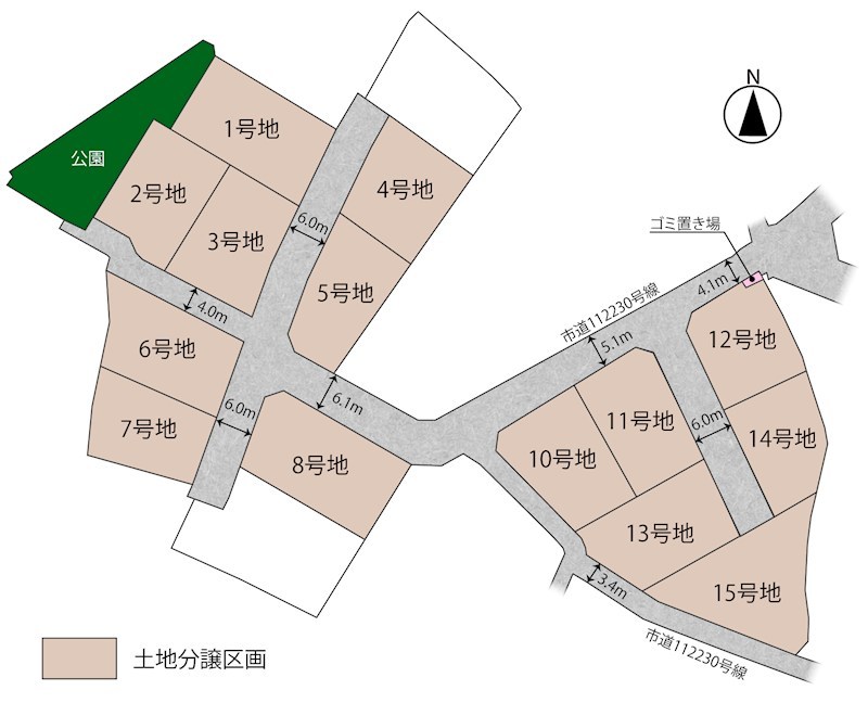 山梨市小原東 全15区画 5号地（No.1047） 間取図・土地図