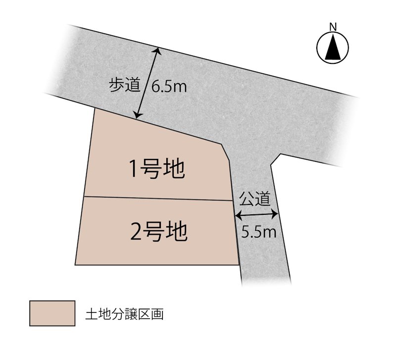 豊田市明和町 全2区画 1号地(No.1034) 全体区画図