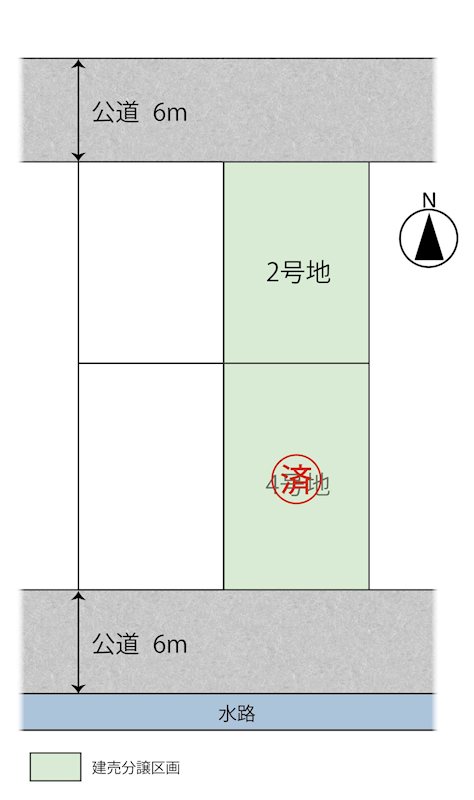 FelidiaGardenあわら市大溝 全4区画 2号棟(No.1057)  全体区画図