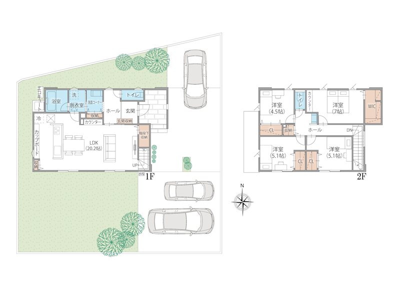 Feelwell金ケ崎町西根 全5区画 5号棟(No.1024)  間取図・土地図