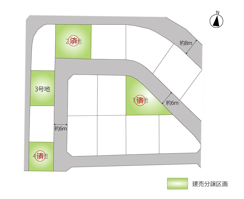 FelidiaGarden甲府リバーサイドタウン 全4区画 3号棟(No.1030) 全体区画図