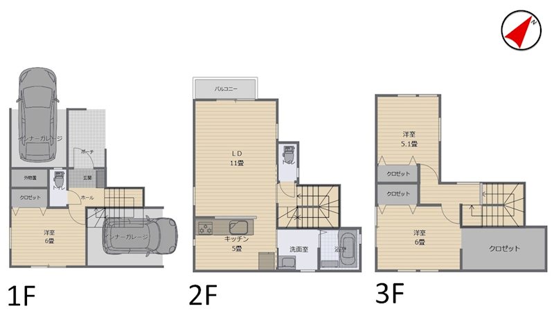 Lakulusu Home 西大畑公園 間取図・土地図
