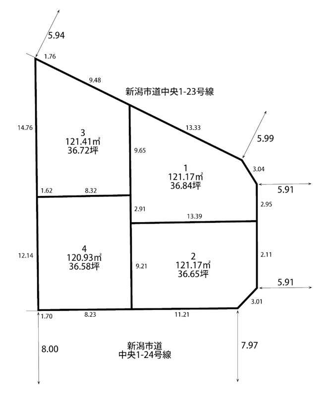 中央区文京町分譲地　区画３ 間取図・土地図