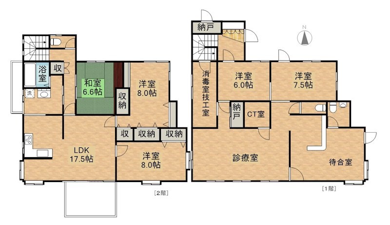 飯田市桐林診療所併用住宅 間取図・土地図